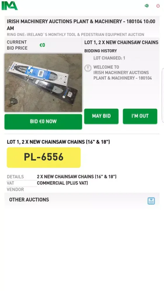 Tangkapan layar Irish Machinery LiveBid