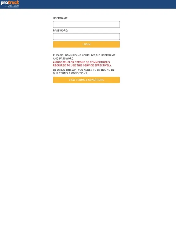 Protruck LiveBid iPad  Screenshots