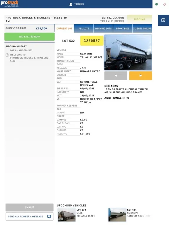 Protruck LiveBid iPad  Screenshots