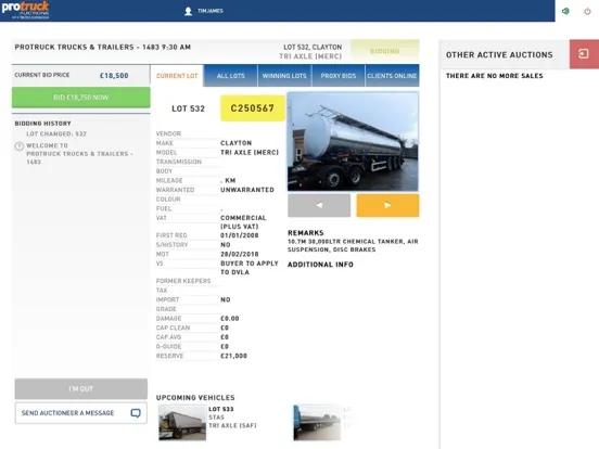 Protruck LiveBid iPad  Screenshots