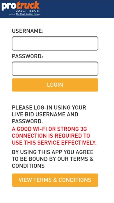 Protruck LiveBid Screenshots
