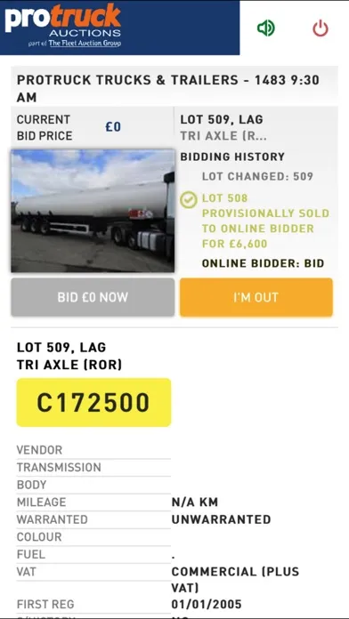 Protruck LiveBid Screenshots