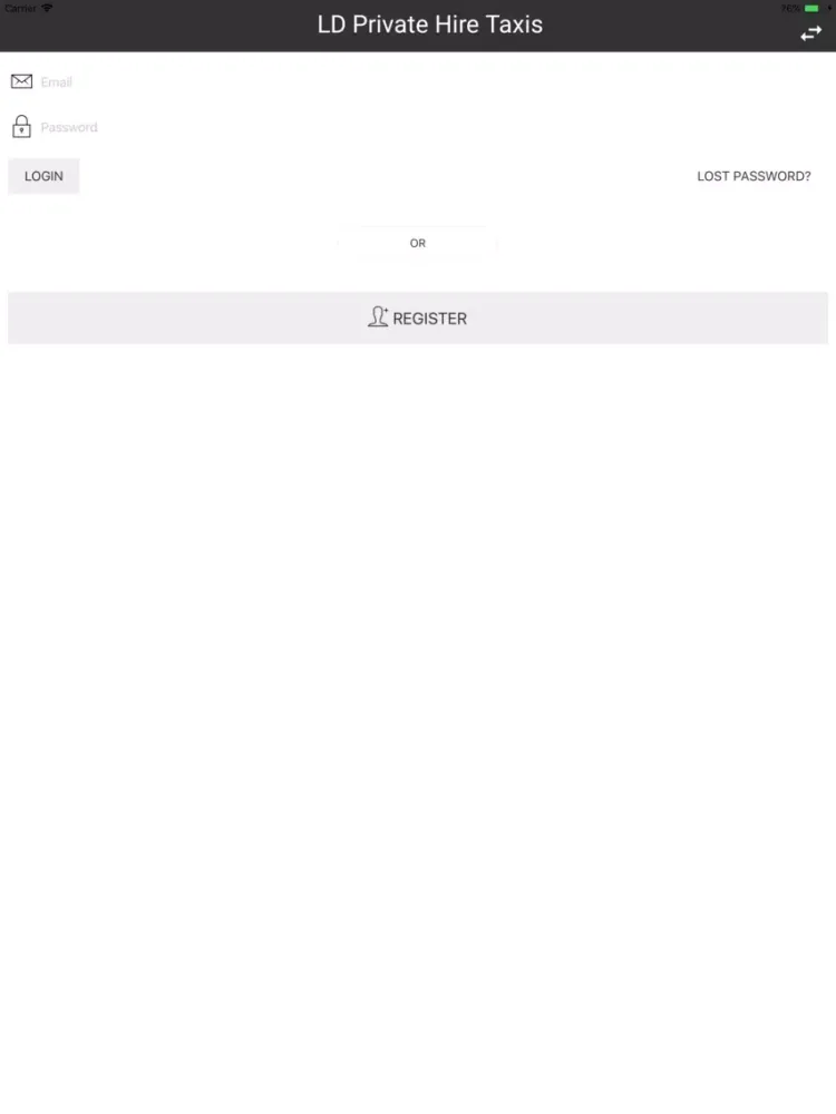 Tangkapan layar LD Private Hire Taxis iPad 