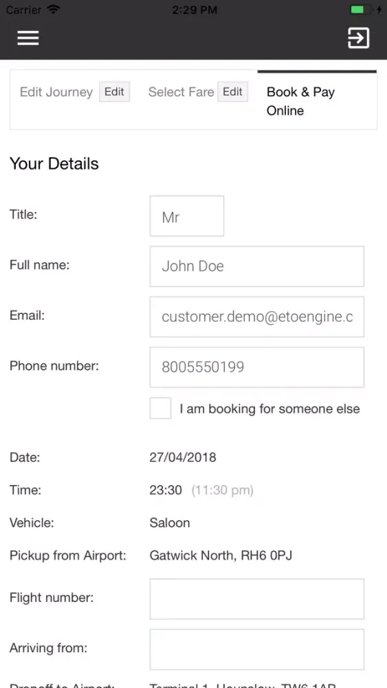 Tangkapan layar LD Private Hire Taxis