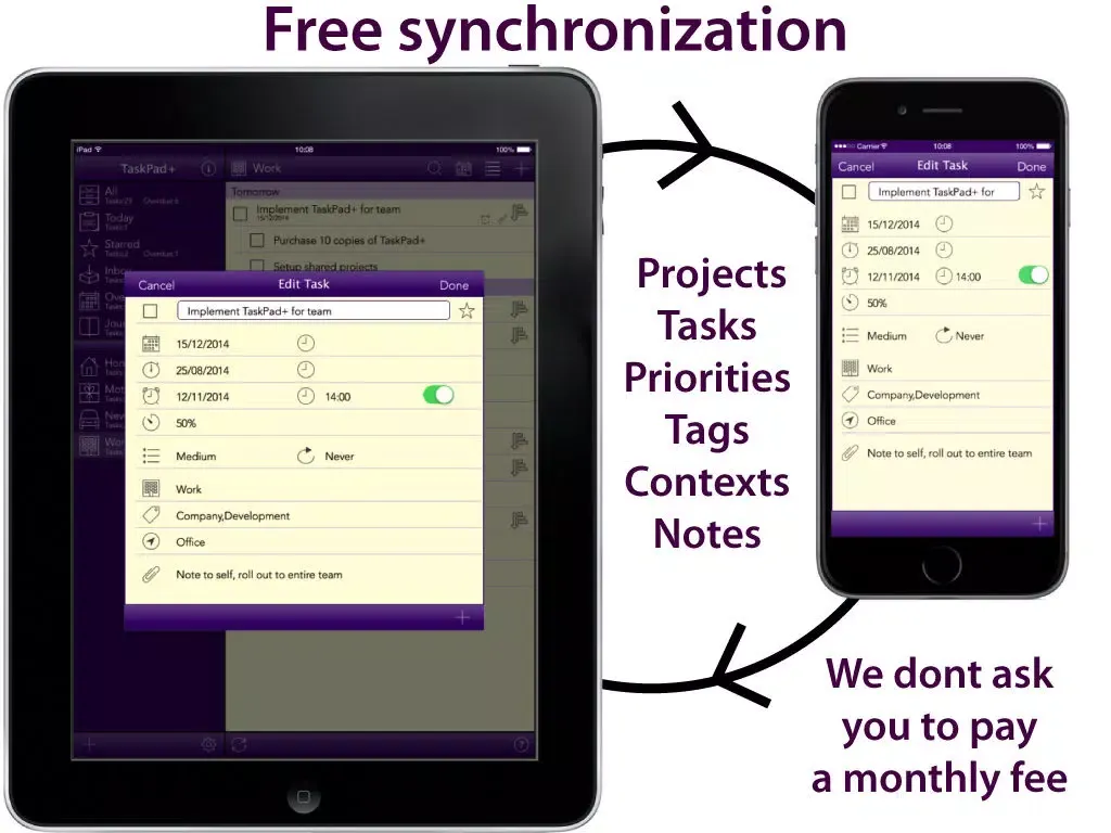 Task Pad+ Project Management made simple plus free sync iPad Screenshots