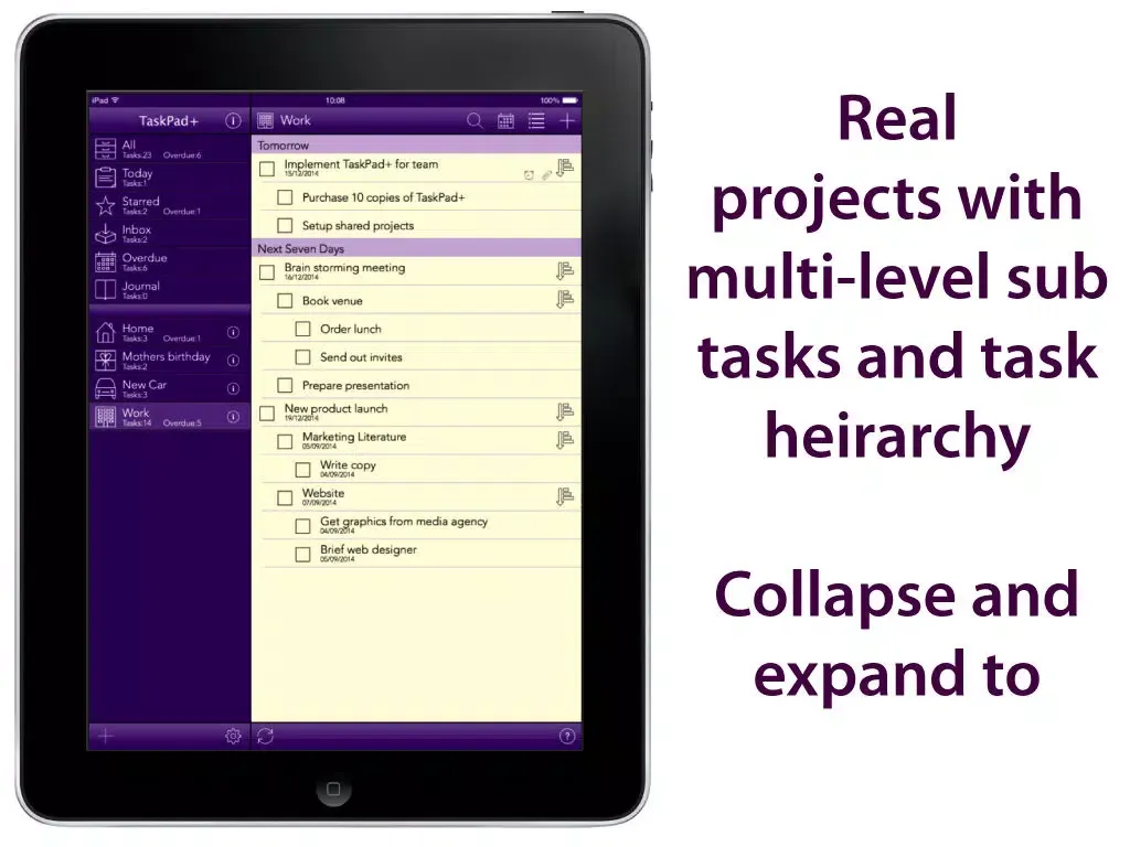 Task Pad+ Project Management made simple plus free sync iPad Screenshots