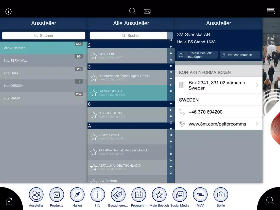 Ảnh chụp màn hình của inter airport Europe 2015 App iPad 