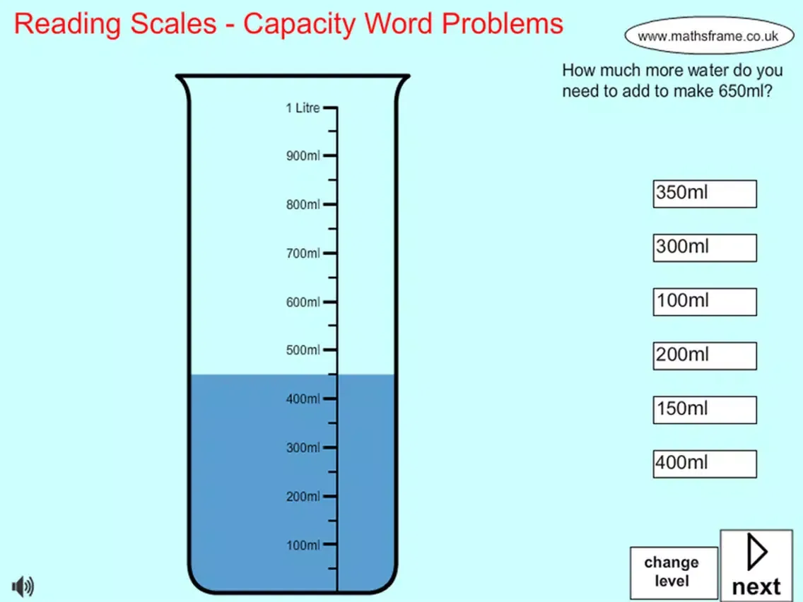 Tangkapan layar Capacity Word Problems iPad 