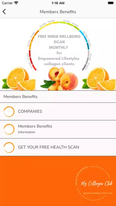 Capturas de tela do My Collagen Club App