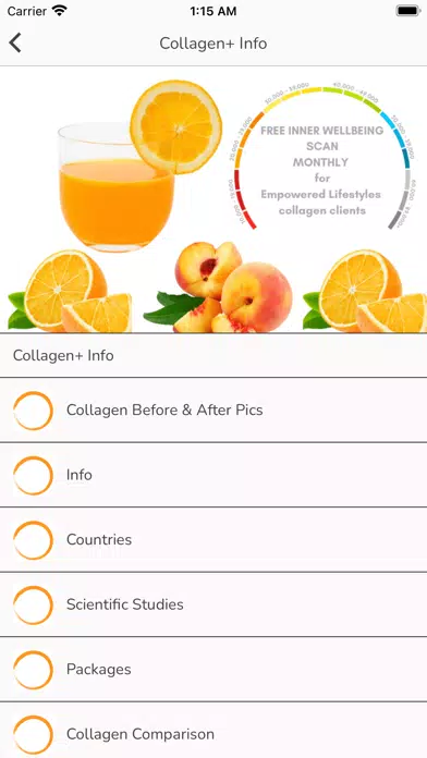 Capturas de tela do My Collagen Club App