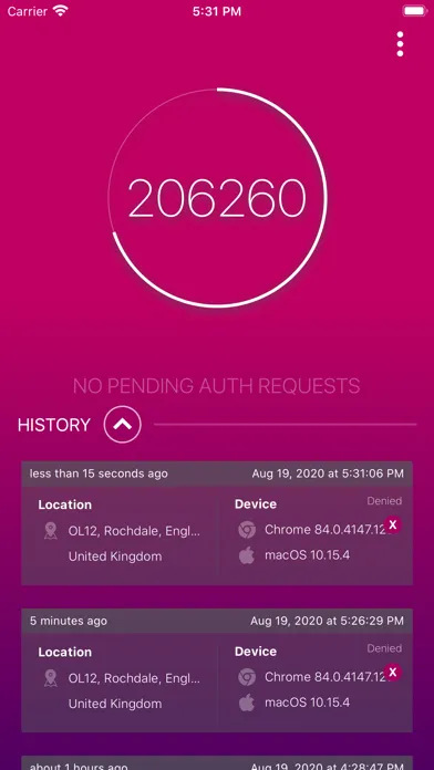 Capturas de pantalla de CPOMS Authenticator