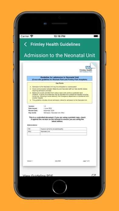 Captures d'écran de Frimley Health Guidelines