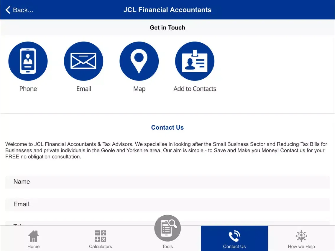 Capturas de tela do JCL Financial Accountants iPad 
