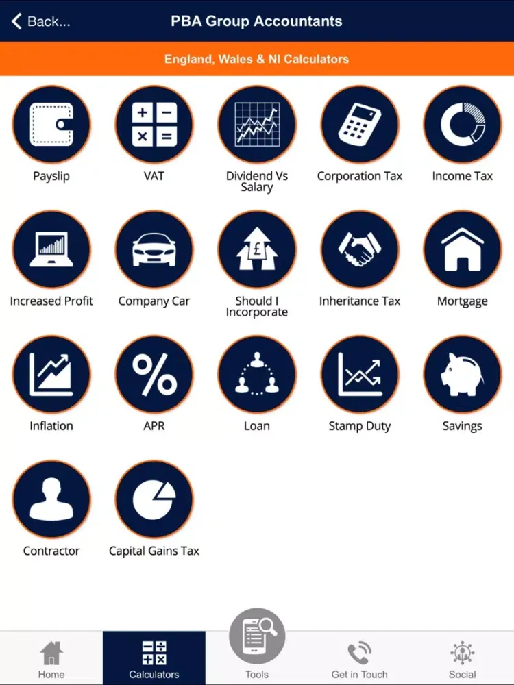 Capturas de tela do PBA Group Accountants iPad 