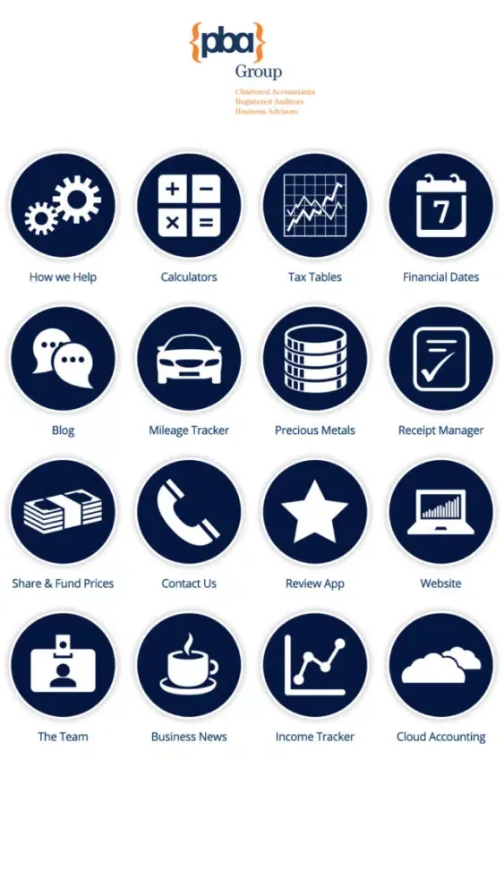 Capturas de tela do PBA Group Accountants