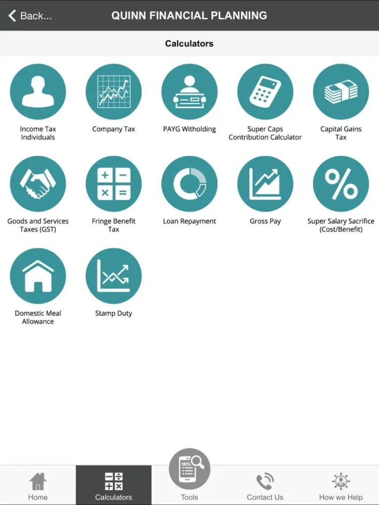 Tangkapan layar QUINN FINANCIAL PLANNING iPad 