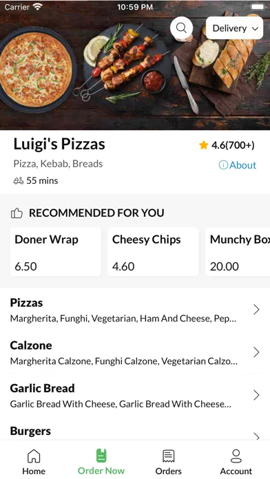 Capturas de tela do Luigis pizzas