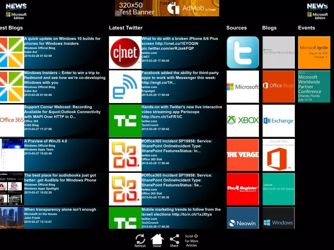 Tangkapan skrin News Scavenger - Microsoft Edition iPad 