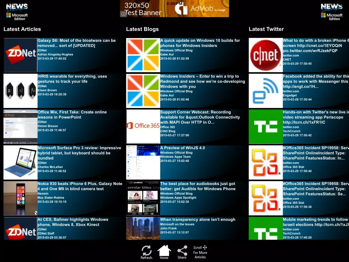 Tangkapan skrin News Scavenger - Microsoft Edition iPad 