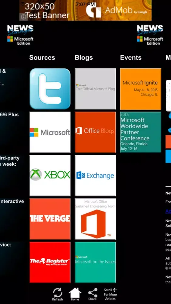 Tangkapan skrin News Scavenger - Microsoft Edition
