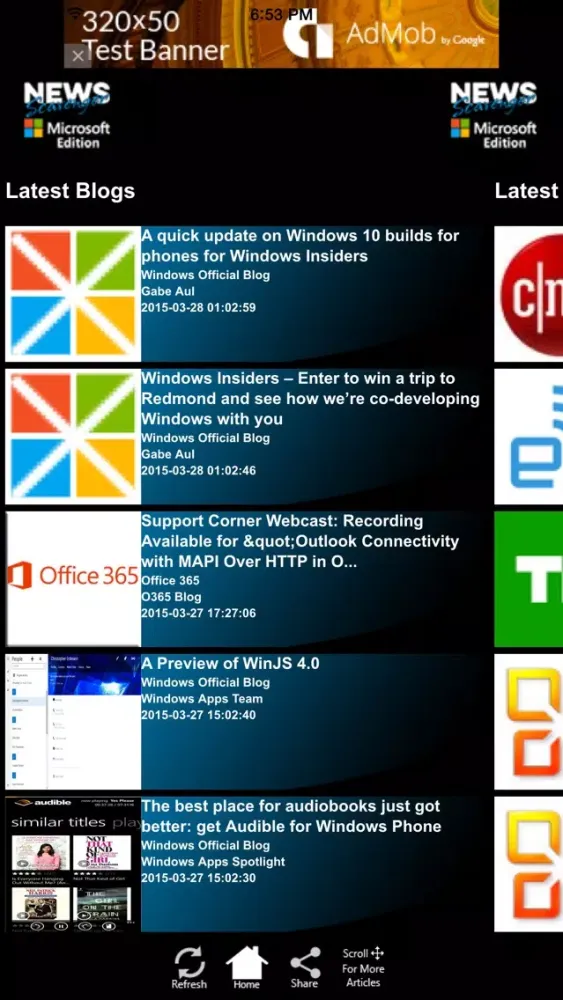 Tangkapan skrin News Scavenger - Microsoft Edition