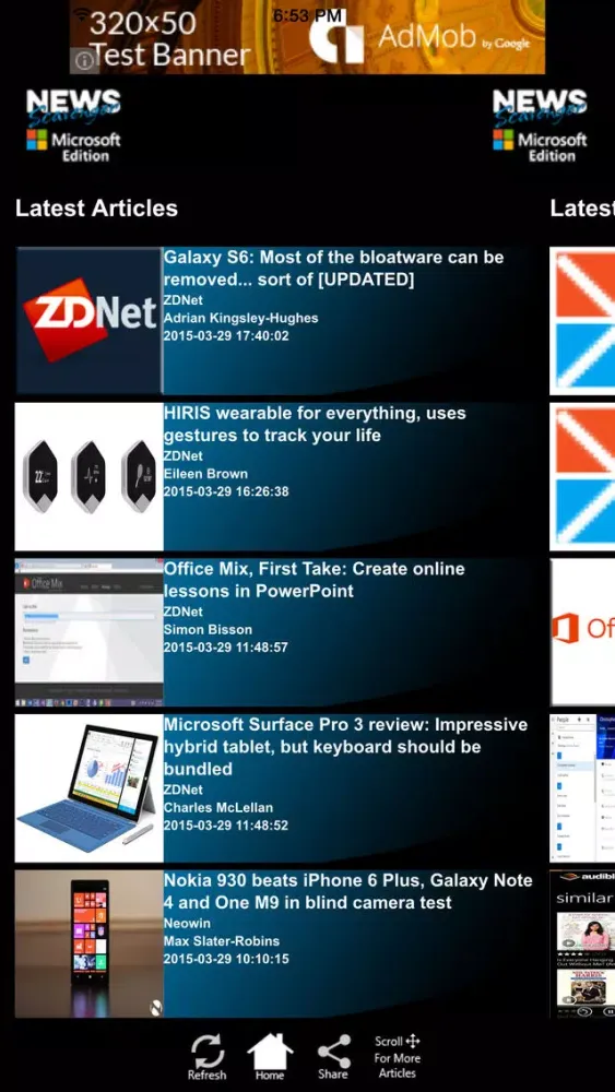 Tangkapan skrin News Scavenger - Microsoft Edition