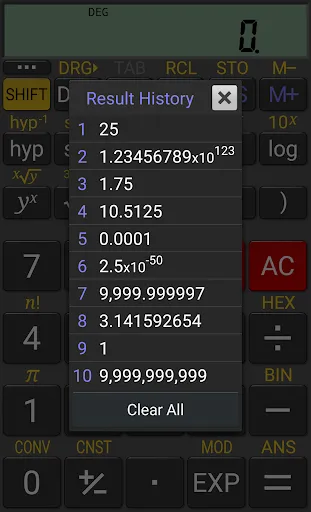 Tangkapan layar RealCalc Scientific Calculator