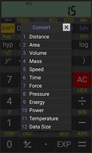 Tangkapan layar RealCalc Scientific Calculator