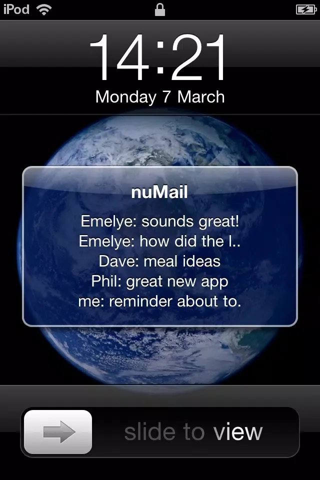 ภาพหน้าจอของ nuMail