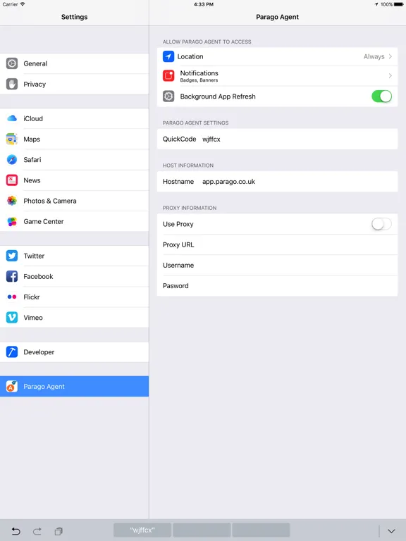 Zrzuty ekranu Parago Agent iPad 