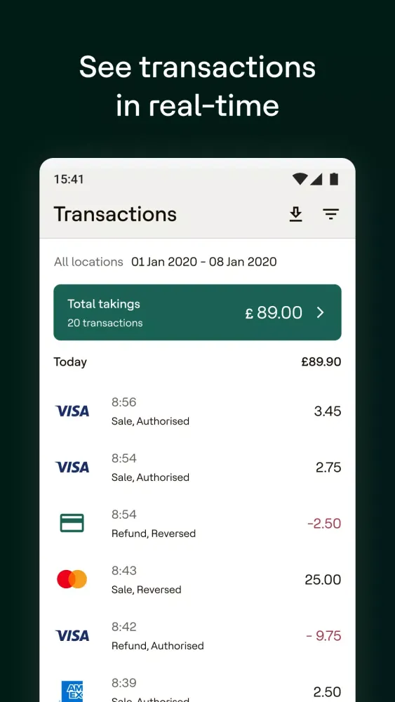 Dojo for Business – Payments Screenshots
