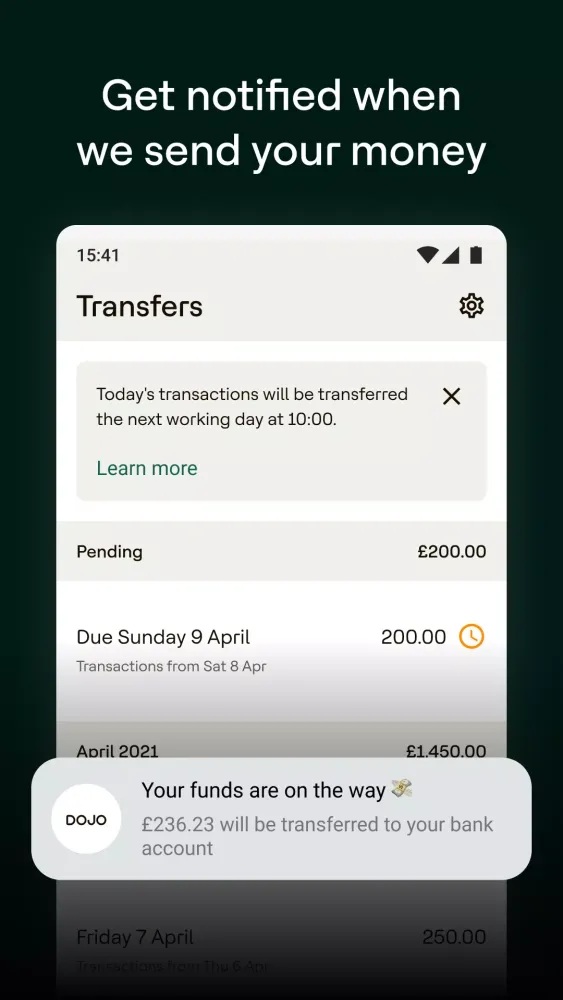 Dojo for Business – Payments Screenshots