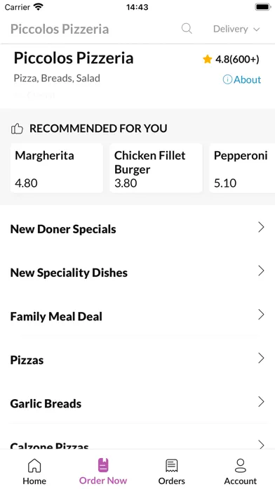Piccolos Pizzeria. स्क्रीनशॉट