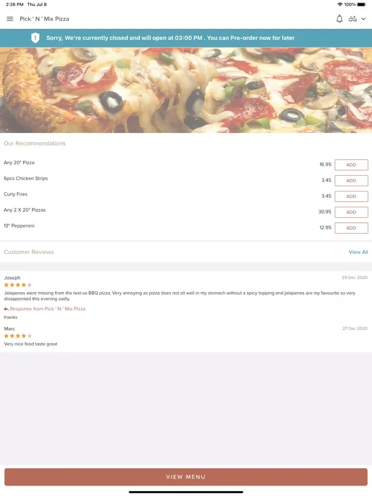 Pick N Mix Pizza iPad  Screenshots