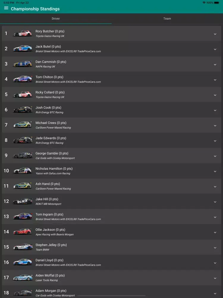 BTCC - British Touring Cars iPad  Ekran Görüntüleri