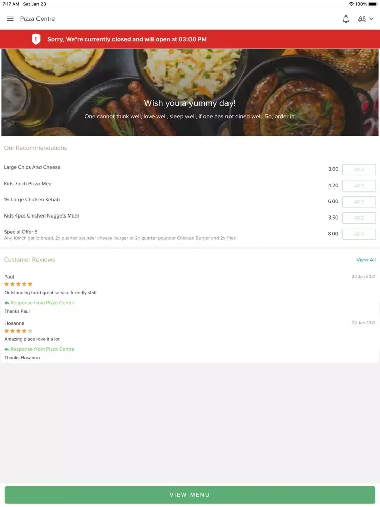 Скриншоты Pizza Centre HU7 4EE iPad 