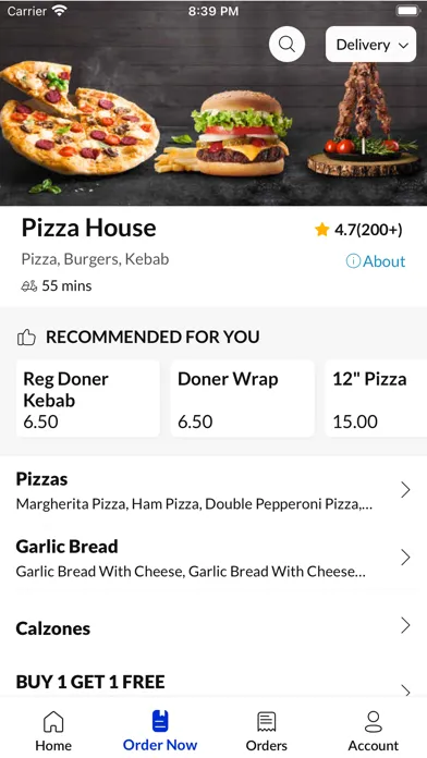 Capturas de tela do Pizza House Derby