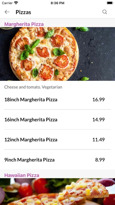 Ảnh chụp màn hình của Pizza House.
