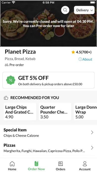 Capturas de tela do Planet Pizza Chesterfield