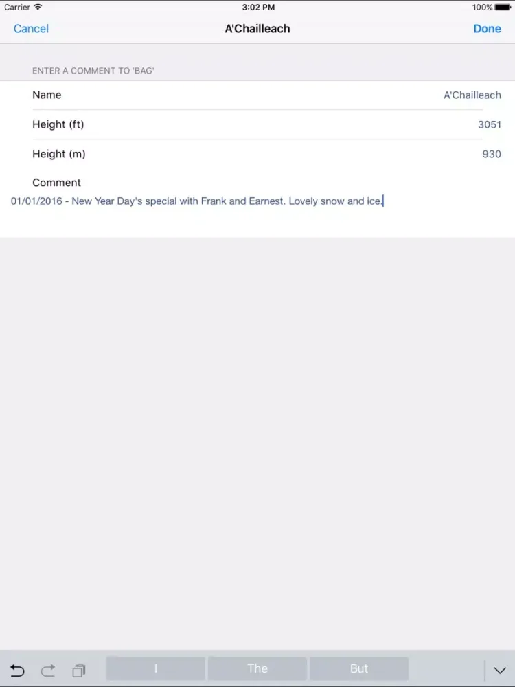 Tangkapan layar Munros iPad 