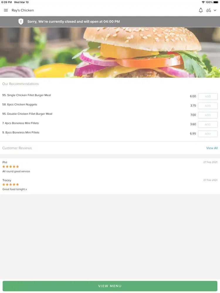 تصاویر Ray's Chicken Weymouth iPad 