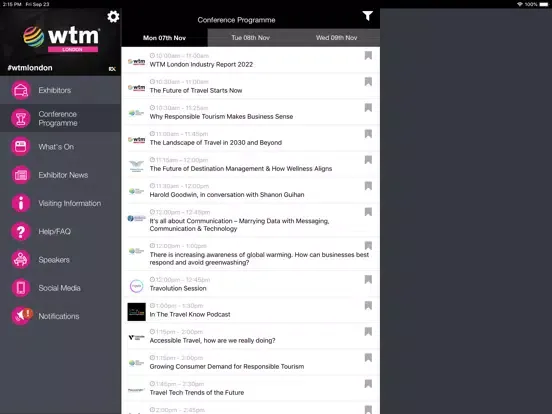Capturas de tela do WTM London iPad 