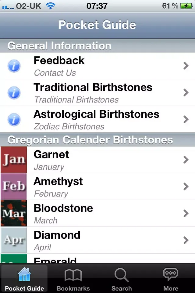 Capturas de pantalla de Pocket Guide Birthstones
