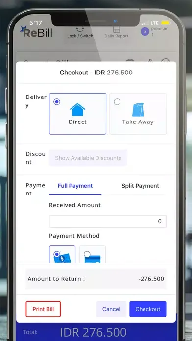 Capturas de tela do ReBill PoS