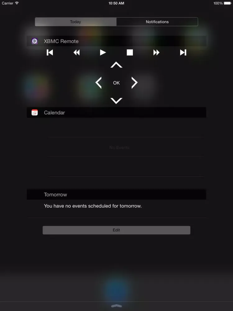 Capturas de tela do XBMC Remote Widget iPad 