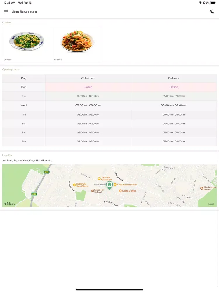 Capturas de tela do Sino Restaurant Kings Hill iPad 