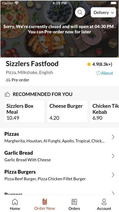 Sizzlers Fastfood应用截图