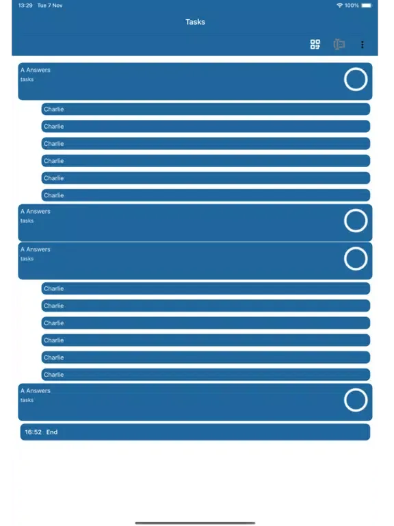 Ảnh chụp màn hình của SmartTask Engage iPad 