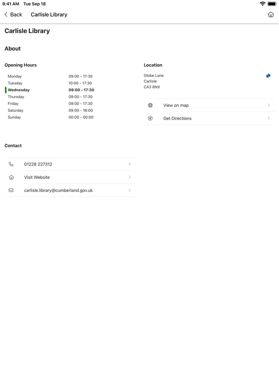 Ảnh chụp màn hình của CWF Libraries iPad 