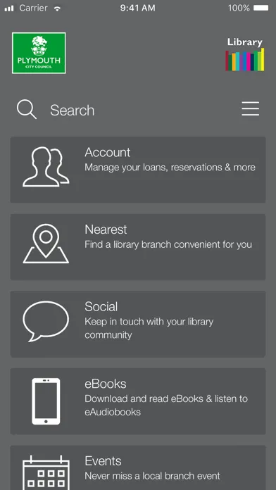 Ảnh chụp màn hình của Plymouth Libraries App